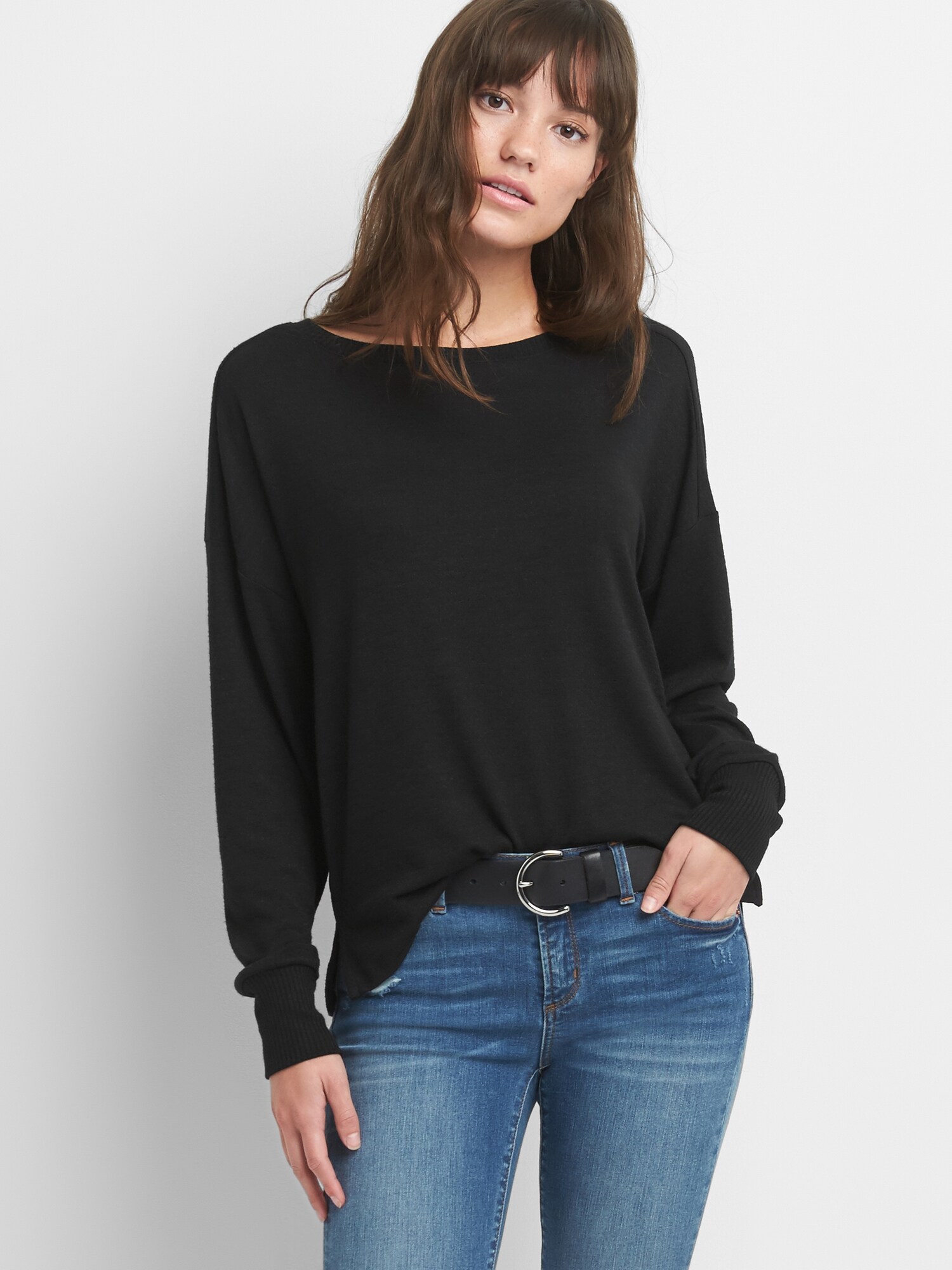 Gap公式オンラインストア | ソフトスパン 長袖ボートネックトップス