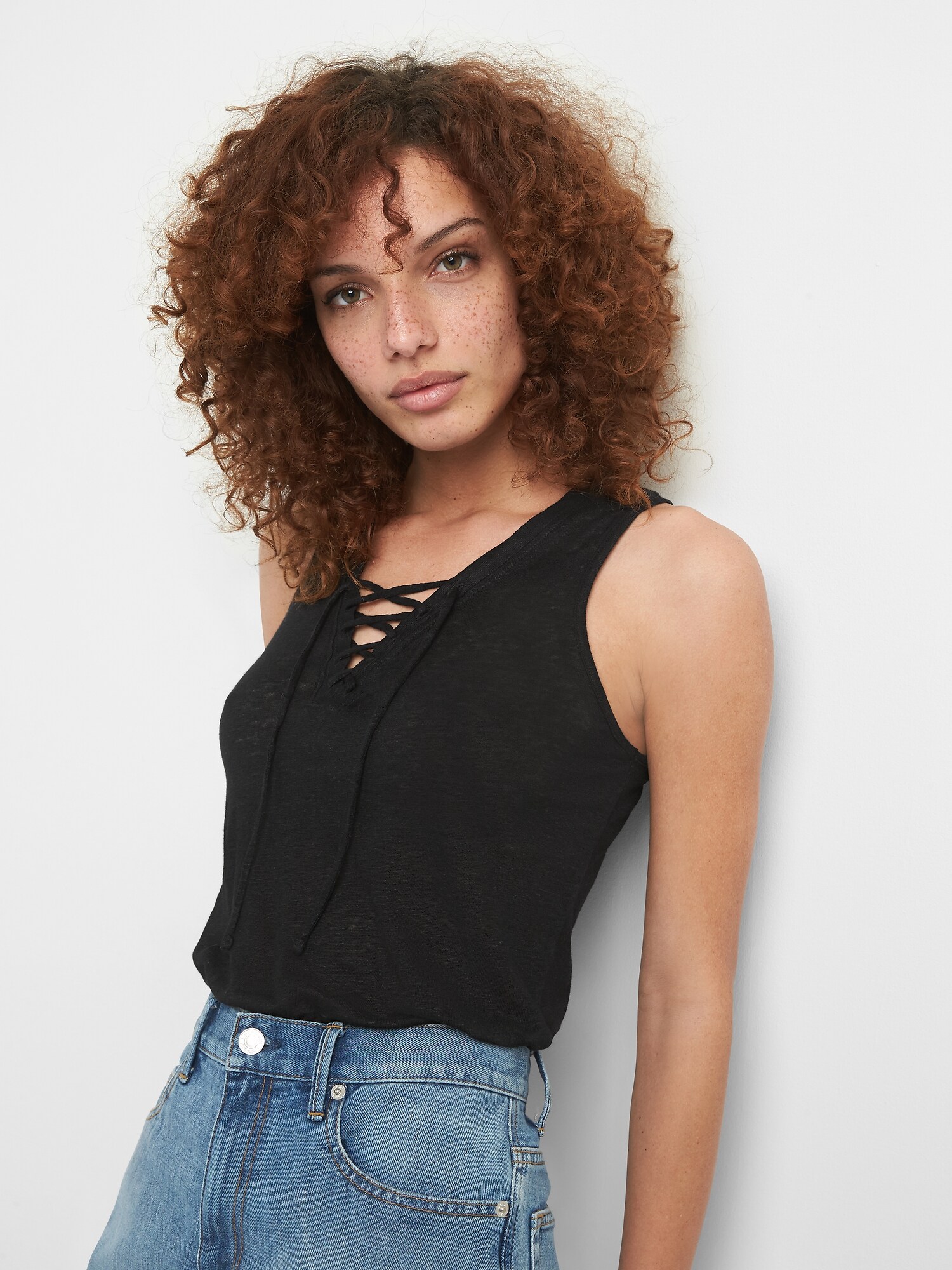 Gap公式オンラインストア レースアップ タンクトップ（リネン）