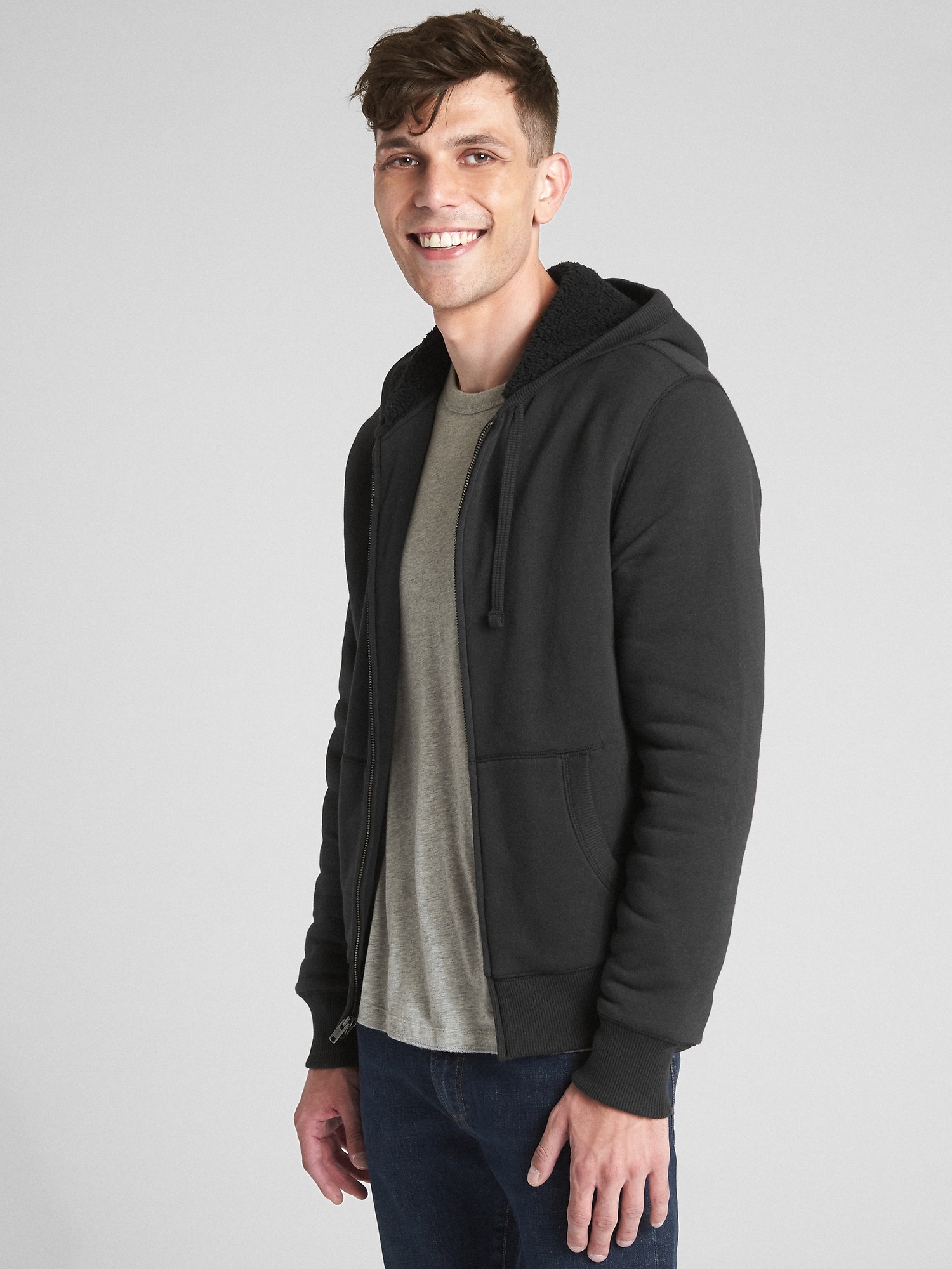 Sherpa-Lined Full-Zip Hoodie