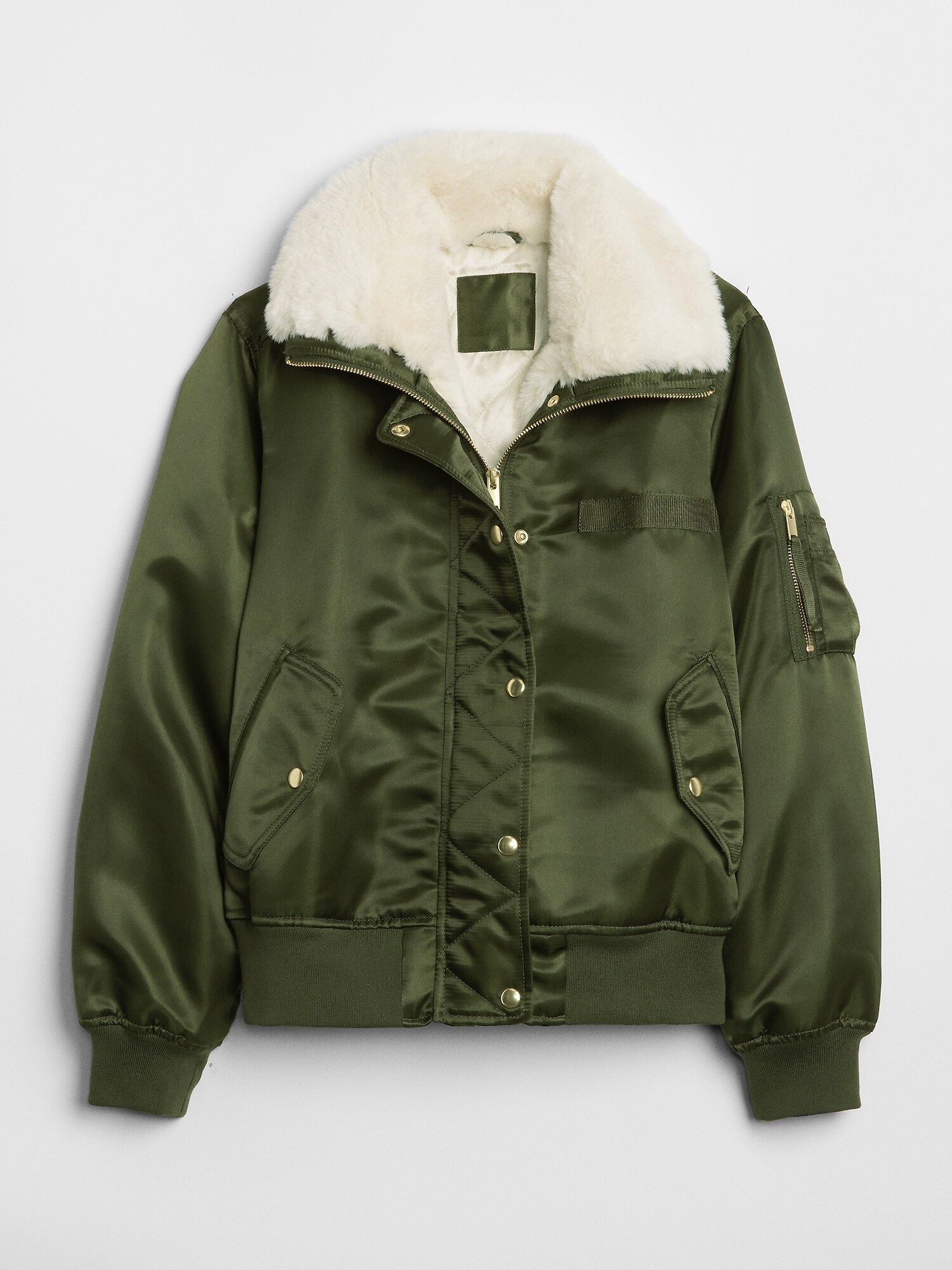 【希少】00s GAP / fur bomber jacket MA1 光沢 Faux-Fur Lined Bomber Jacket | Gap