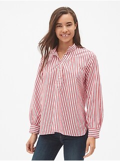 Business Casual Clothing For Women Gap Stripe Shirred Popover Shirt