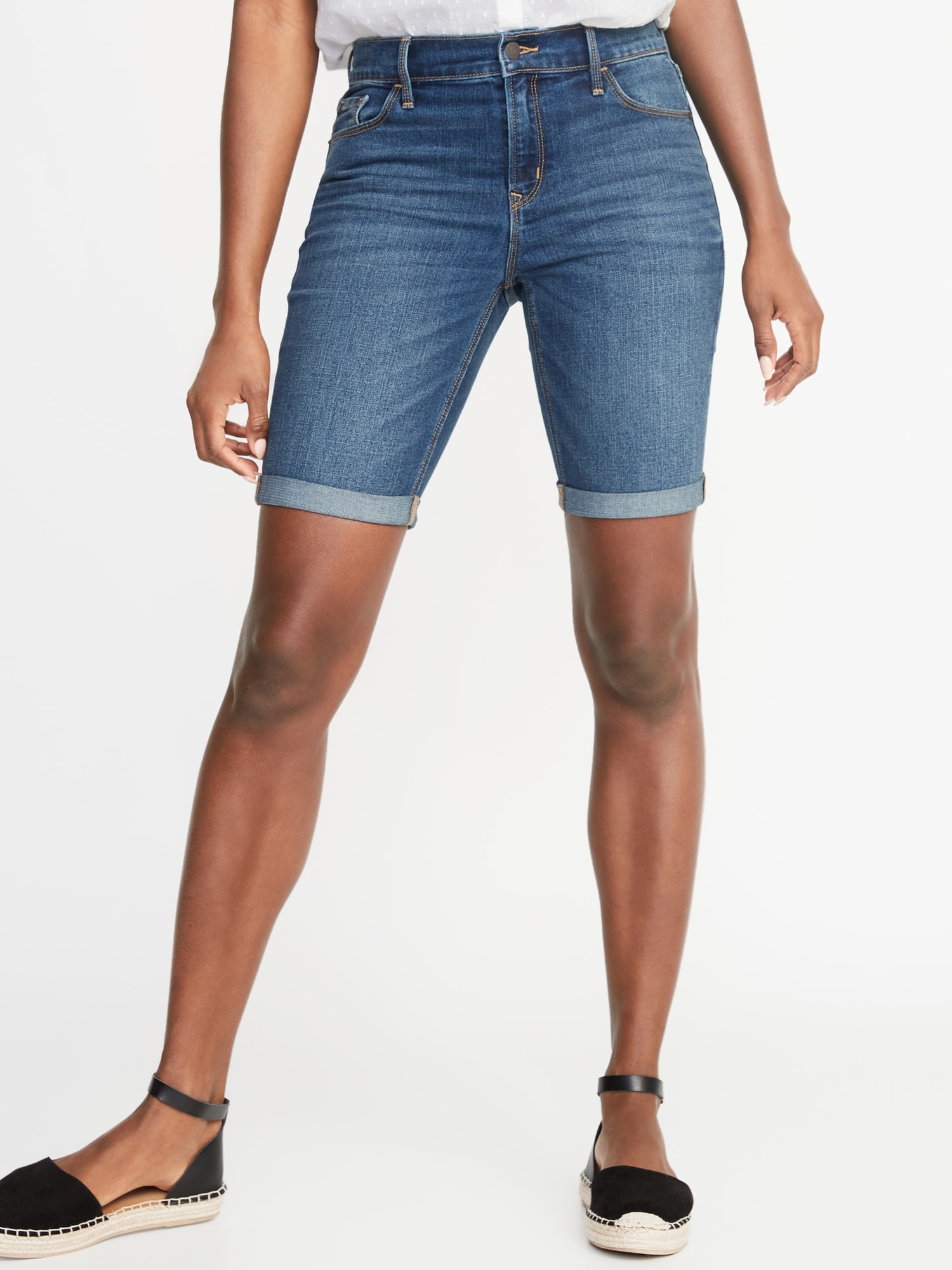 Mid-Rise Slim Jean Bermuda Shorts for Women - 9-inch inseam