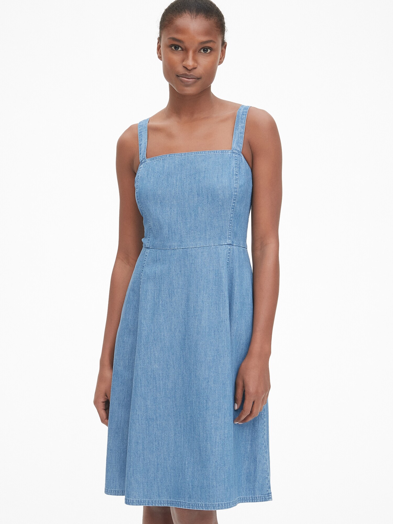 gap denim apron dress Women's Denim Zip-Front Mini Dress by Gap Medium Wash Tall Size XL