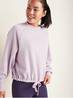 Loose Dolman-Sleeve Drawstring-Hem Sweatshirt for Women