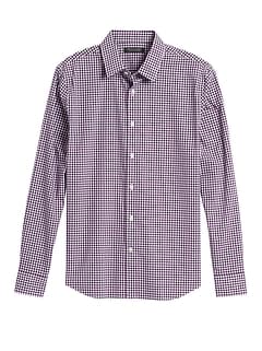 Banana Republic Mens Non Iron-Slim Fit Red Plaid Print Dress Shirt S//M//L New