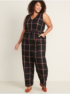 plus size plaid jumpsuit