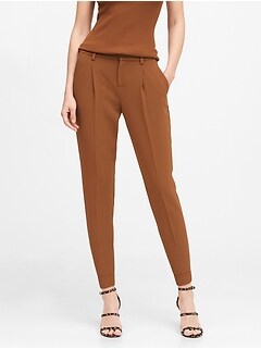 tan tapered trousers