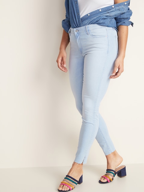 Mid-Rise Built-In Sculpt Raw-Edge Rockstar Jeans for Women