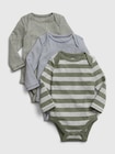 3枚組ストライプボディスーツ (ベビー)-0