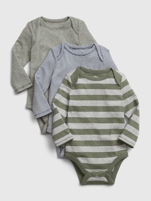 3枚組ストライプボディスーツ (ベビー)