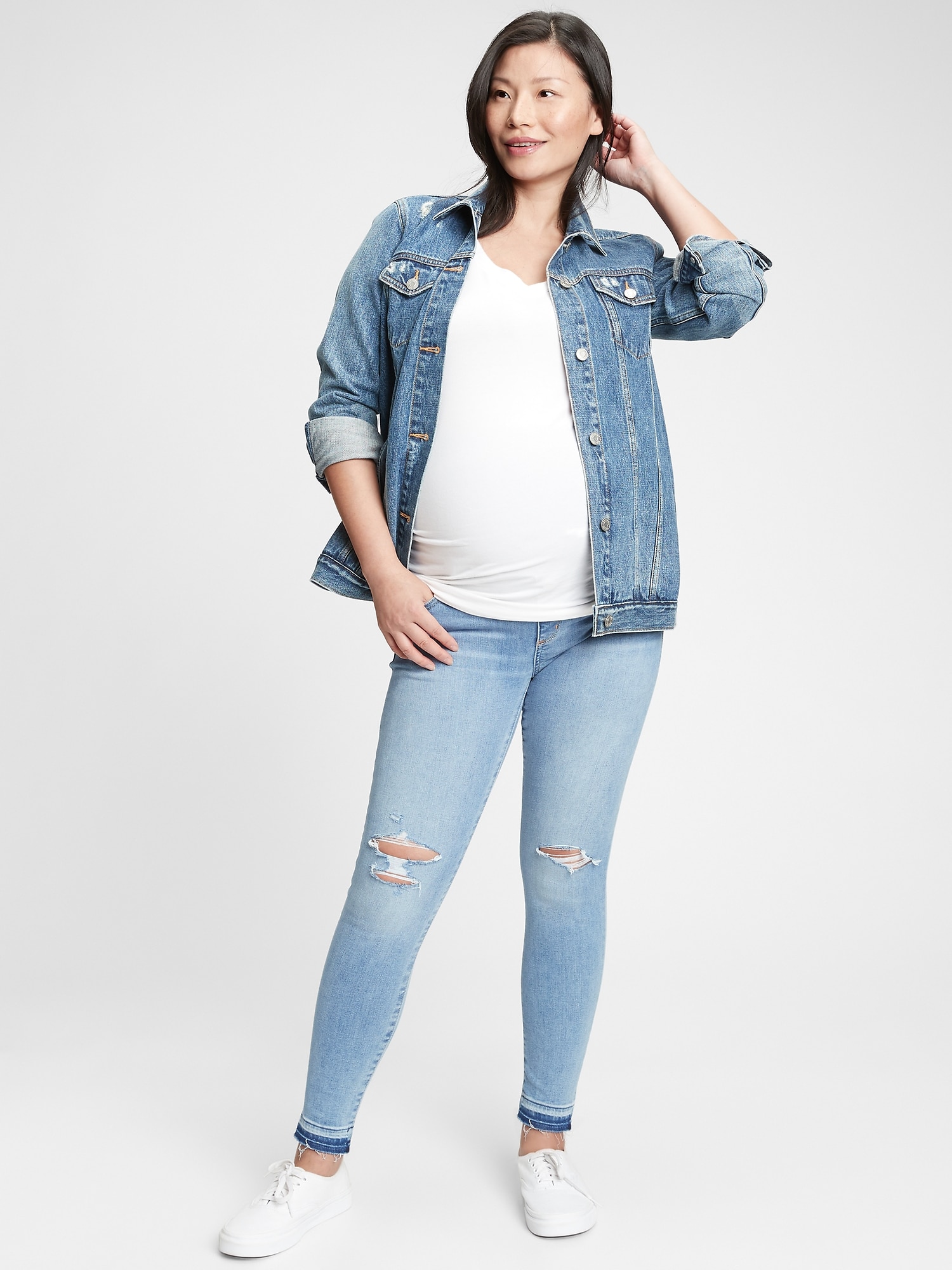 Maternity Full Panel Destructed Legging Jeans