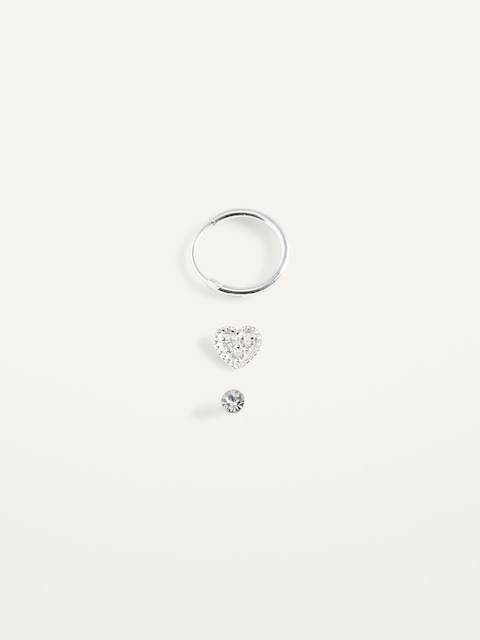 Silver-Toned Stud Earrings 3-Pack For Women