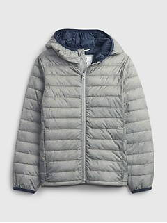 갭 보이즈 푸퍼 자켓 GAP Kids 100% Recycled Polyester ColdControl Puffer Jacket,light heather grey
