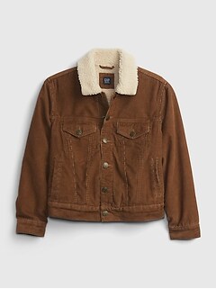 갭 보이즈 코듀로이 자켓 GAP Kids Sherpa Lined Corduroy Jacket,brazen brown