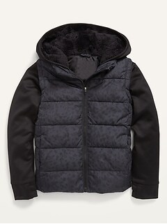 Oldnavy Techie Fleece Hooded Hybrid Zip-Front Jacket for Girls