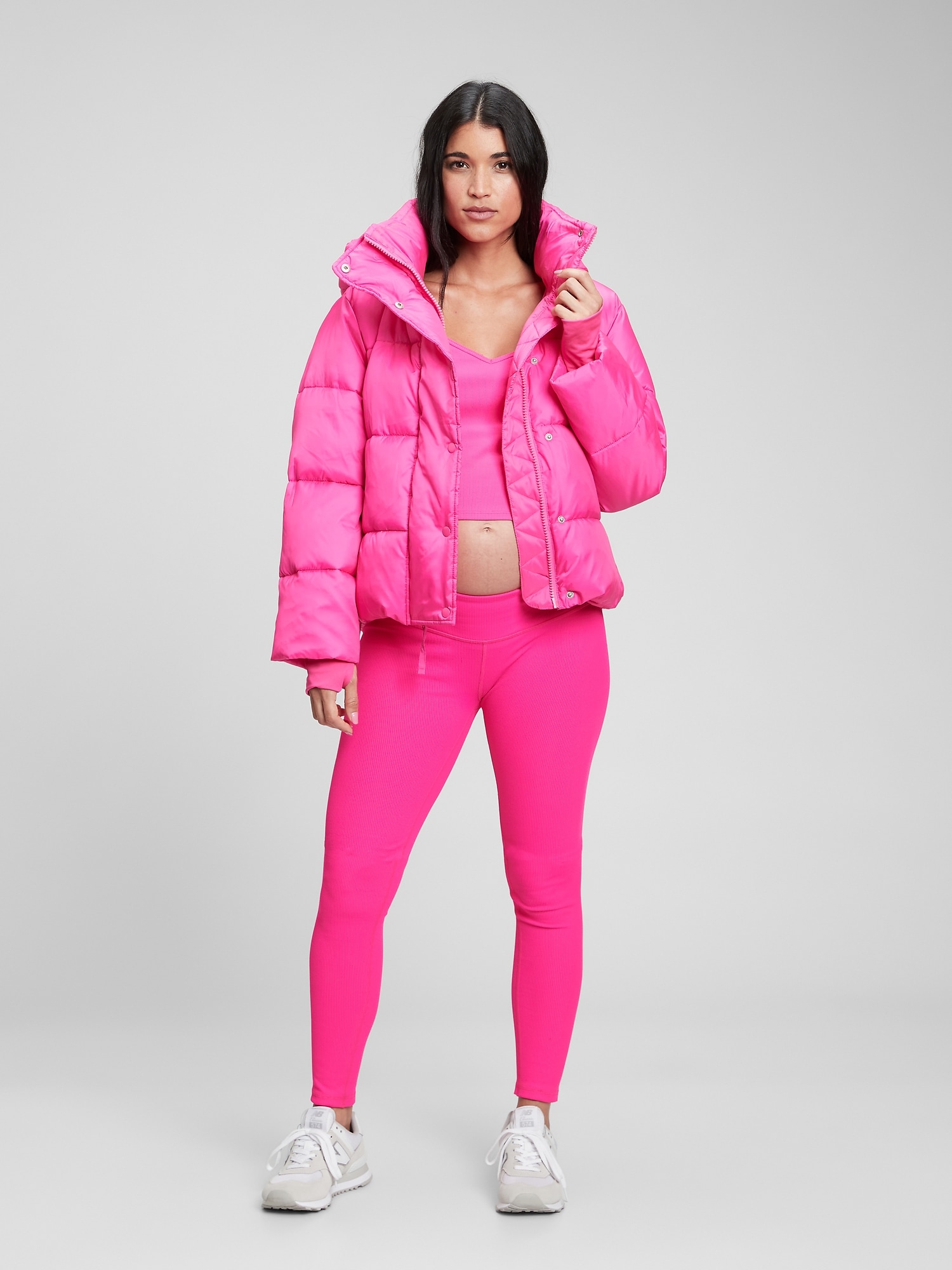 LEGGING 7/8 EN TISSU CÔTELÉ GAPFIT NOIR TOTAL À PANNEAU INTÉGRAL DE MATERNITÉ