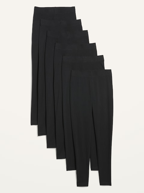 High-Waisted Fashion Layering Leggings 6-Pack