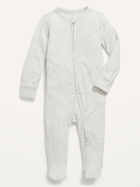 Ribbed 2-Way-Zip Sleep & Play Footed One-Piece for Baby