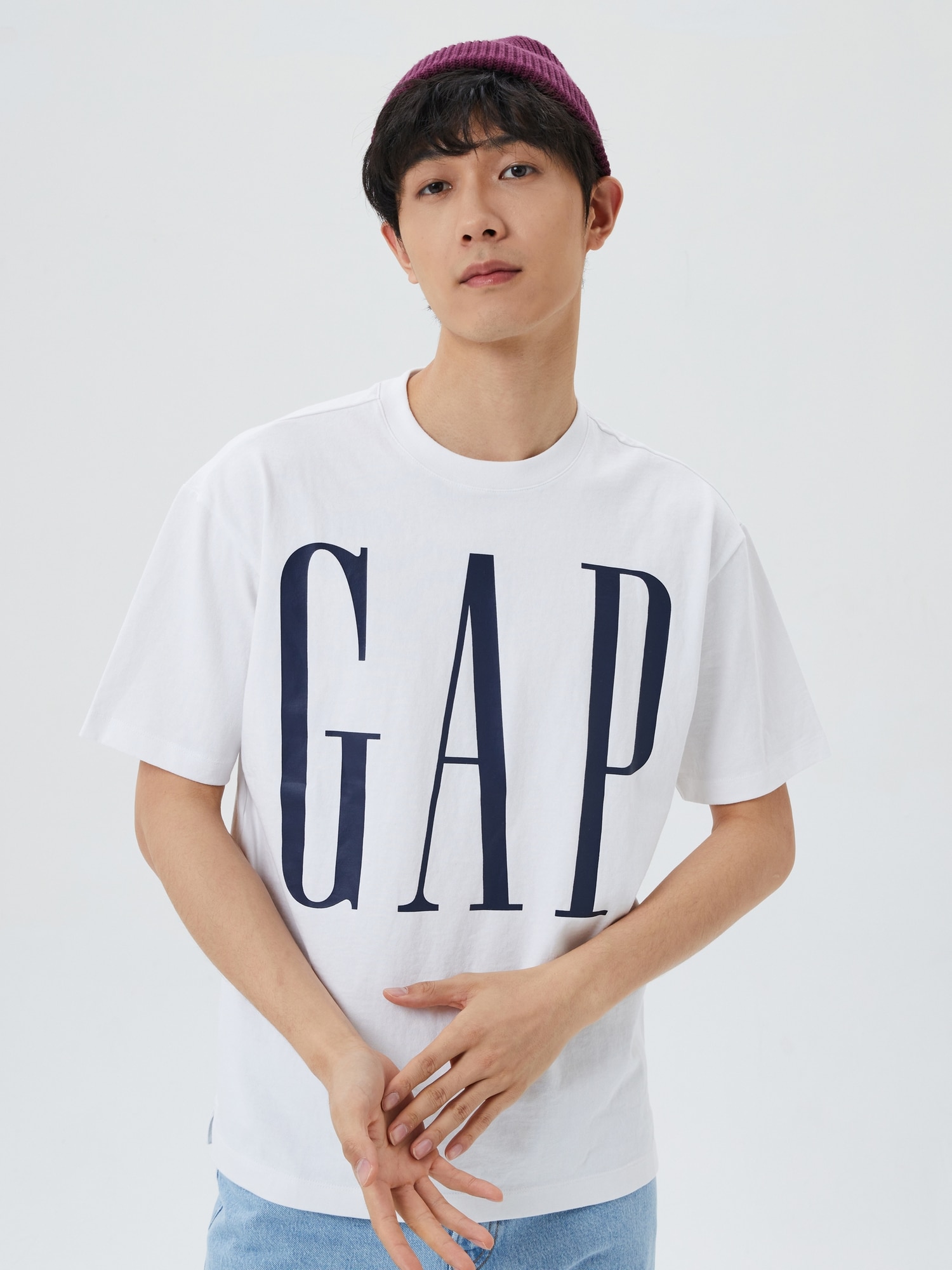 ウォッシュト ロー ジャージ GAPロゴ イージーTシャツ