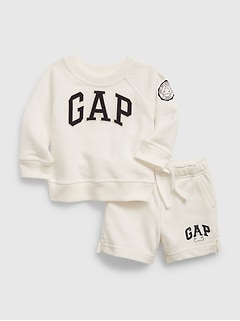 Baby Gap Boys 12-18 Months Outfit Nwt Gap Logo Striped Shirt & Cargo Shorts 