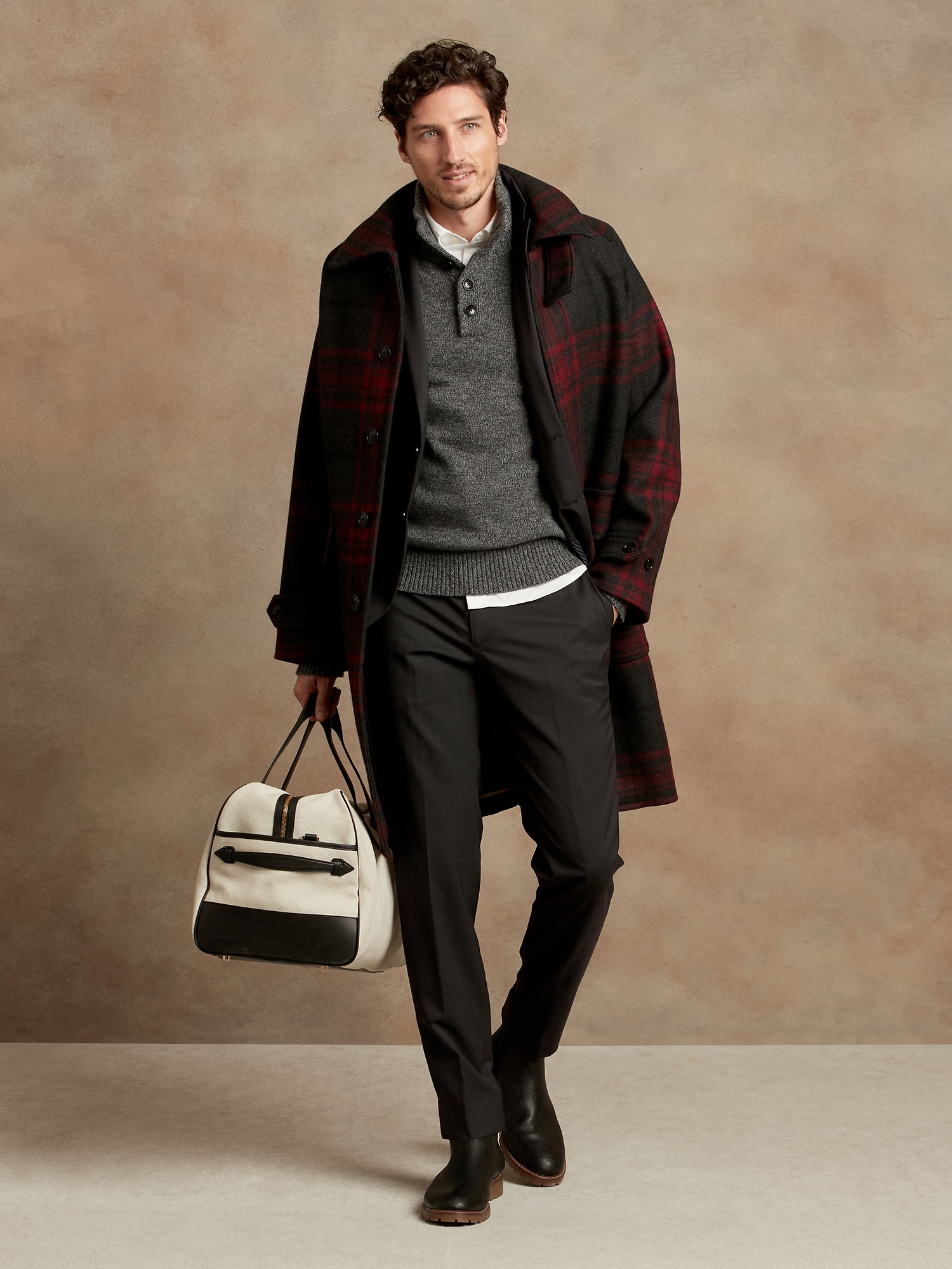 PANTALON DE COMPLET EN LAINE, COUPE ÉTROITE