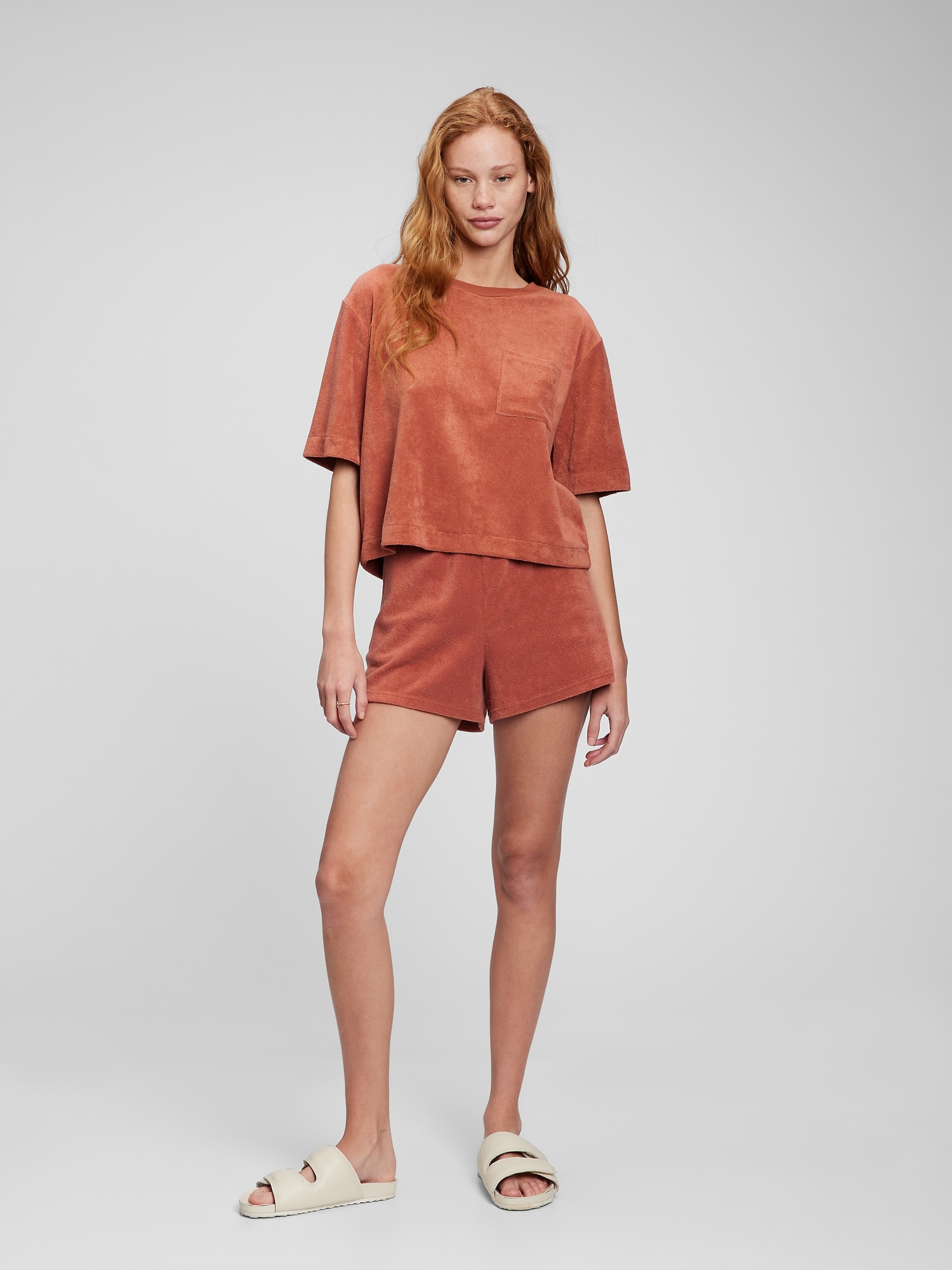 Towel Terry Boxy Cropped T-Shirt
