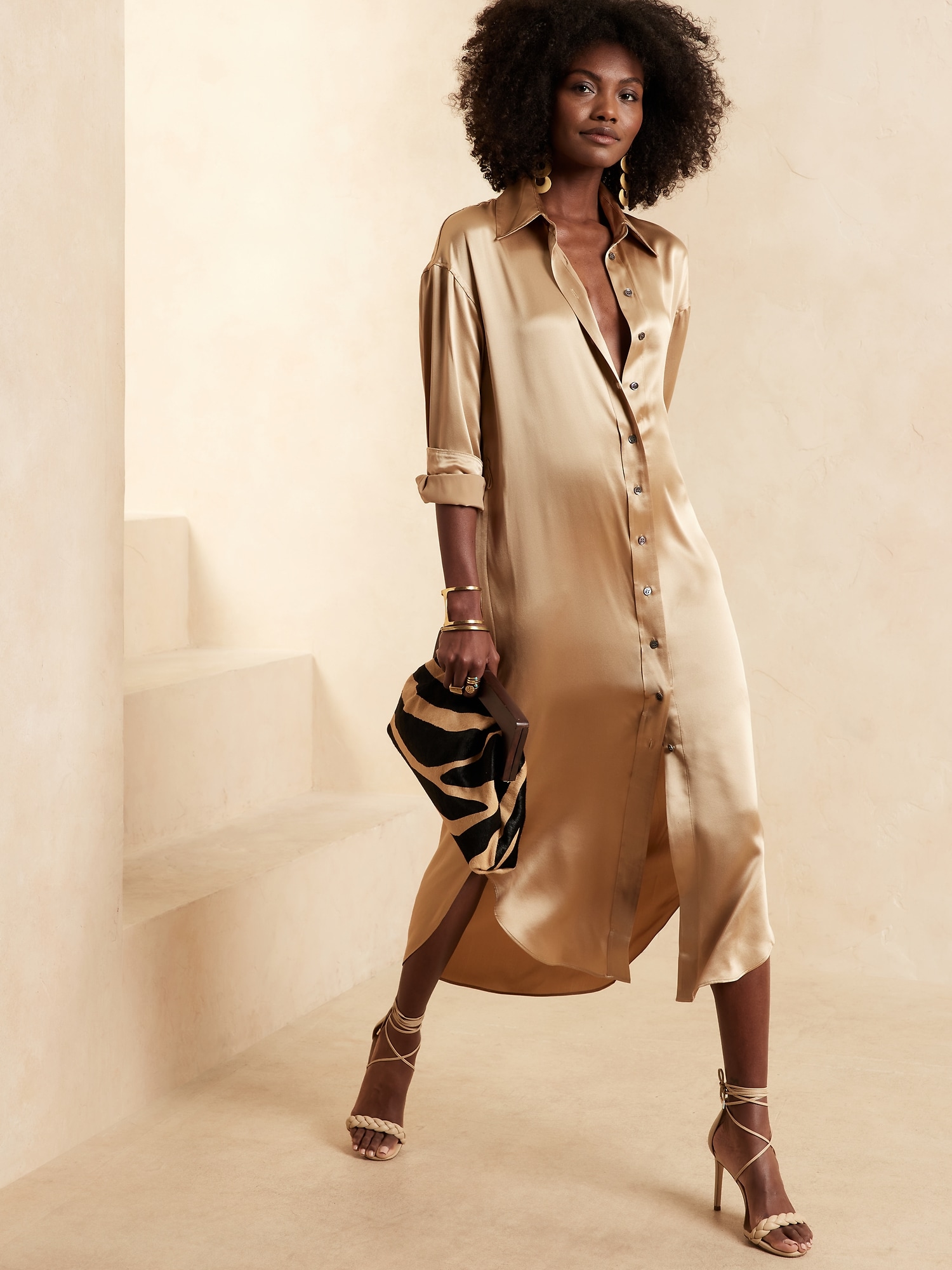 BANANA REPUBLIC公式オンラインストア シルクマキシ シャツドレス