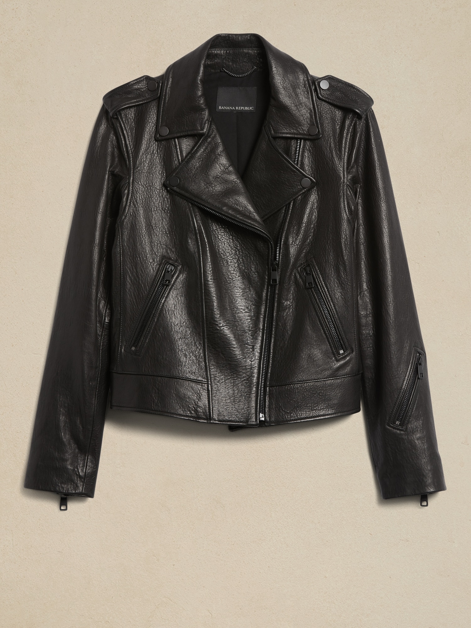 ノーカラー襟なしBANANA REPUBLIC SHEEP LEATHER COAT