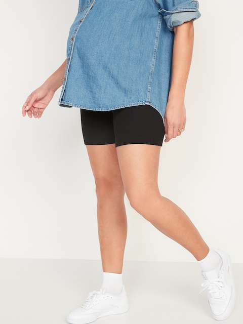 CUISSARD EN TRICOT CÔTELÉ DE MATERNITÉ À PANNEAU COUVRANT, ENTREJAMBE DE 15 CM