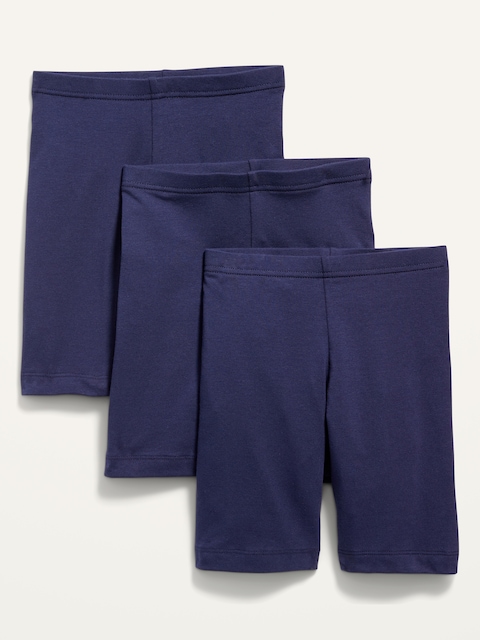 Long Jersey Biker Shorts 3-Pack for Girls