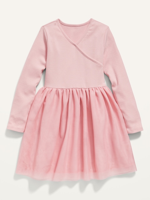 Fit & Flare Wrap-Front Tutu Dress for Toddler Girls