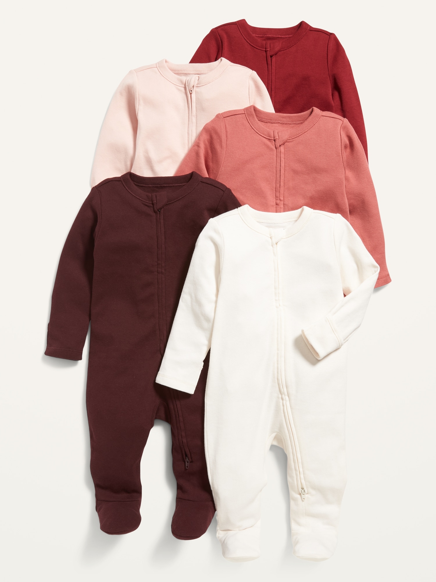 Unisex 2-Way-Zip Sleep & Play Footed One-Piece 5-Pack for Baby