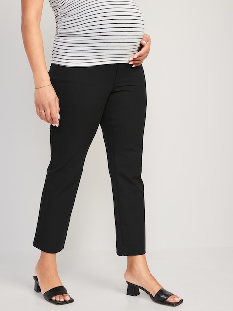 PANTALON PIXIE À COUPE DROITE ET PANNEAU COUVRANT  DE MATERNITÉ, LONGUEUR CHEVILLE