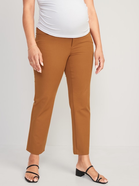 PANTALON PIXIE À COUPE DROITE ET PANNEAU COUVRANT  DE MATERNITÉ, LONGUEUR CHEVILLE