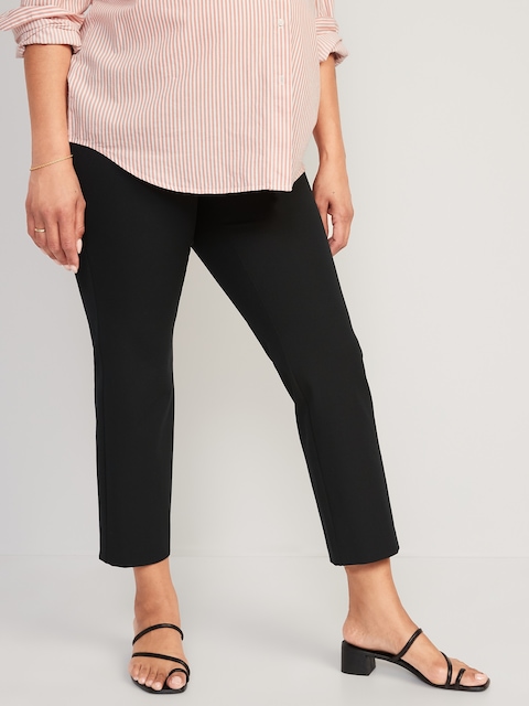 PANTALON PIXIE À COUPE DROITE ET PANNEAU LATÉRAL DE MATERNITÉ, LONGUEUR CHEVILLE