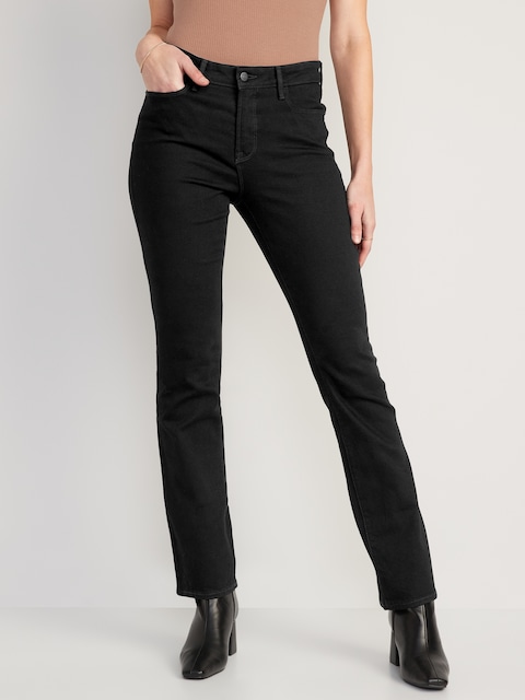 High-Waisted Kicker Boot-Cut Black Jeans