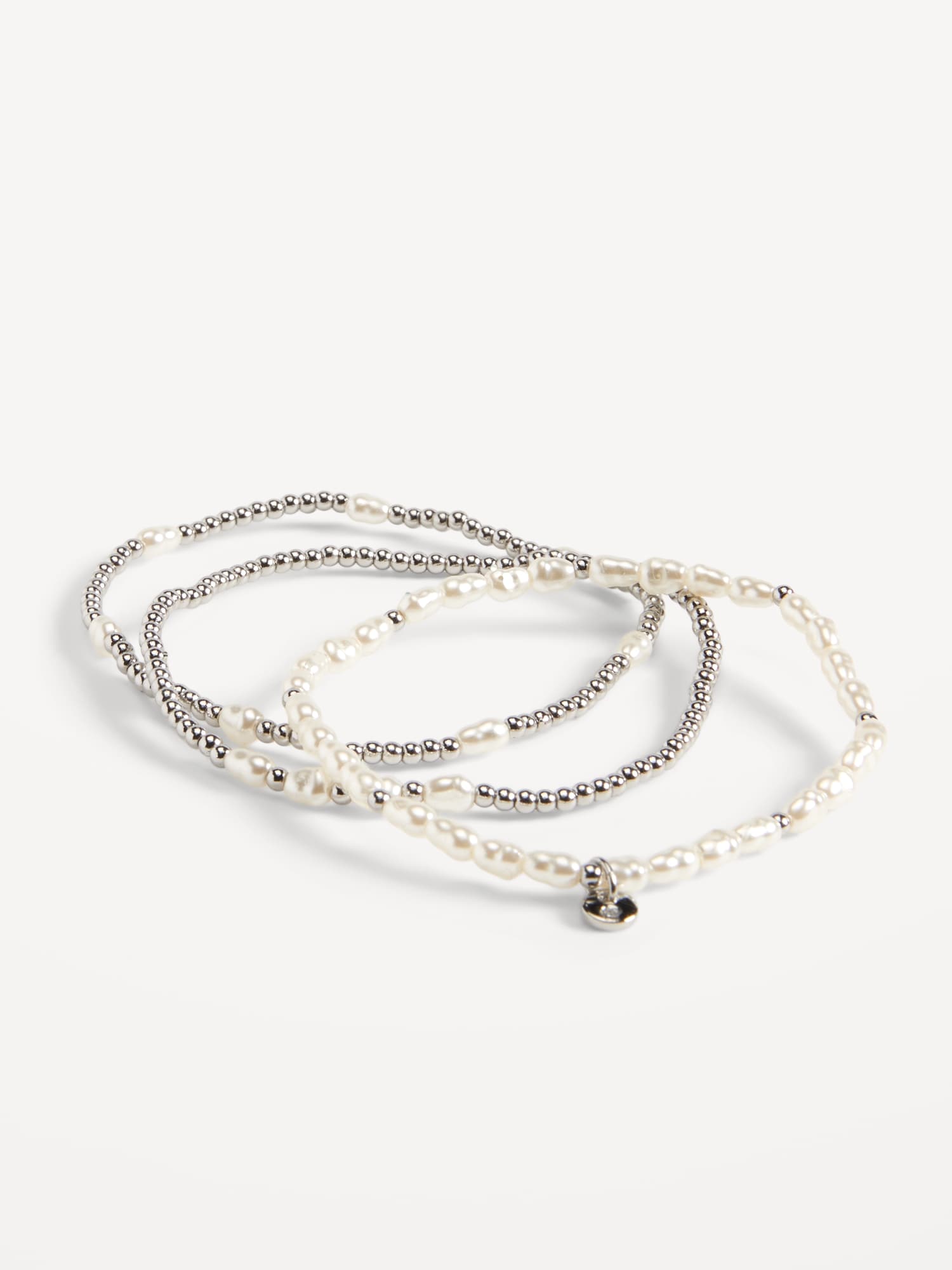 BRACELET ARGENTÉ EXTENSIBLE À BILLES POUR FEMME (PAQUET DE 3)