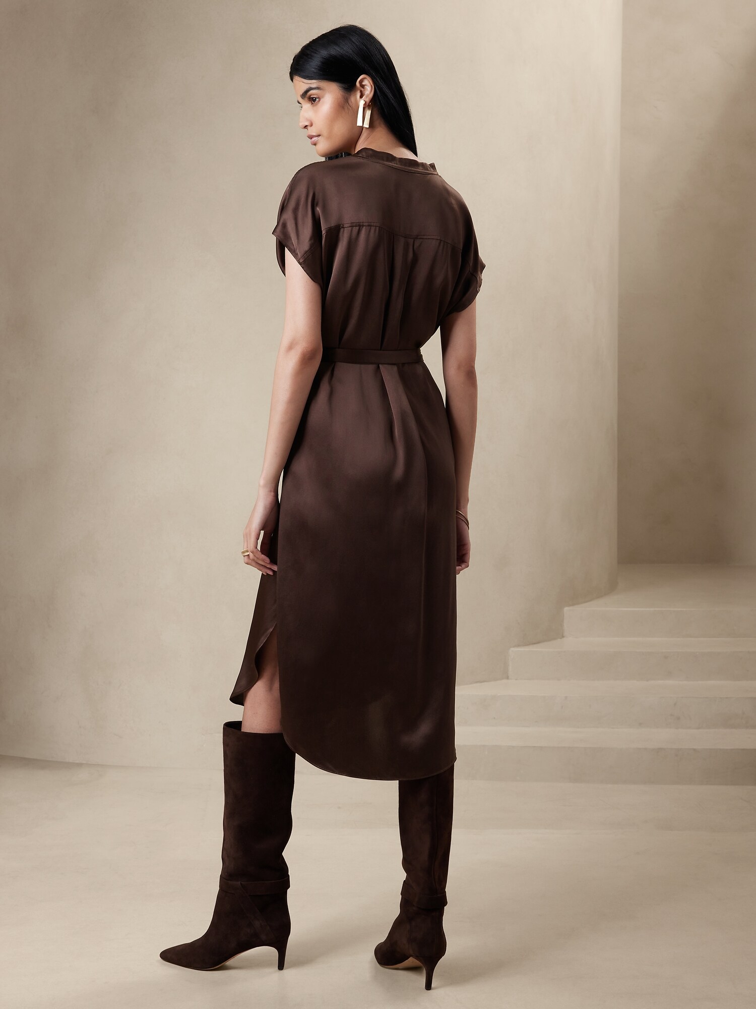 BANANA REPUBLIC公式オンラインストア エッセンシャル シルク シャツドレス