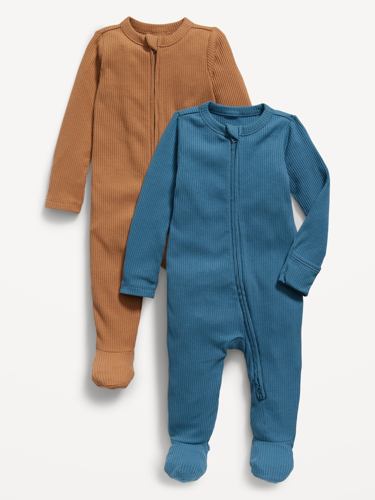 UNE-PIÈCE À PIEDS À GLISSIÈRE BIDIRECTIONNELLE NUIT OU JEU UNISEXE POUR BÉBÉ (PAQUET DE 2)