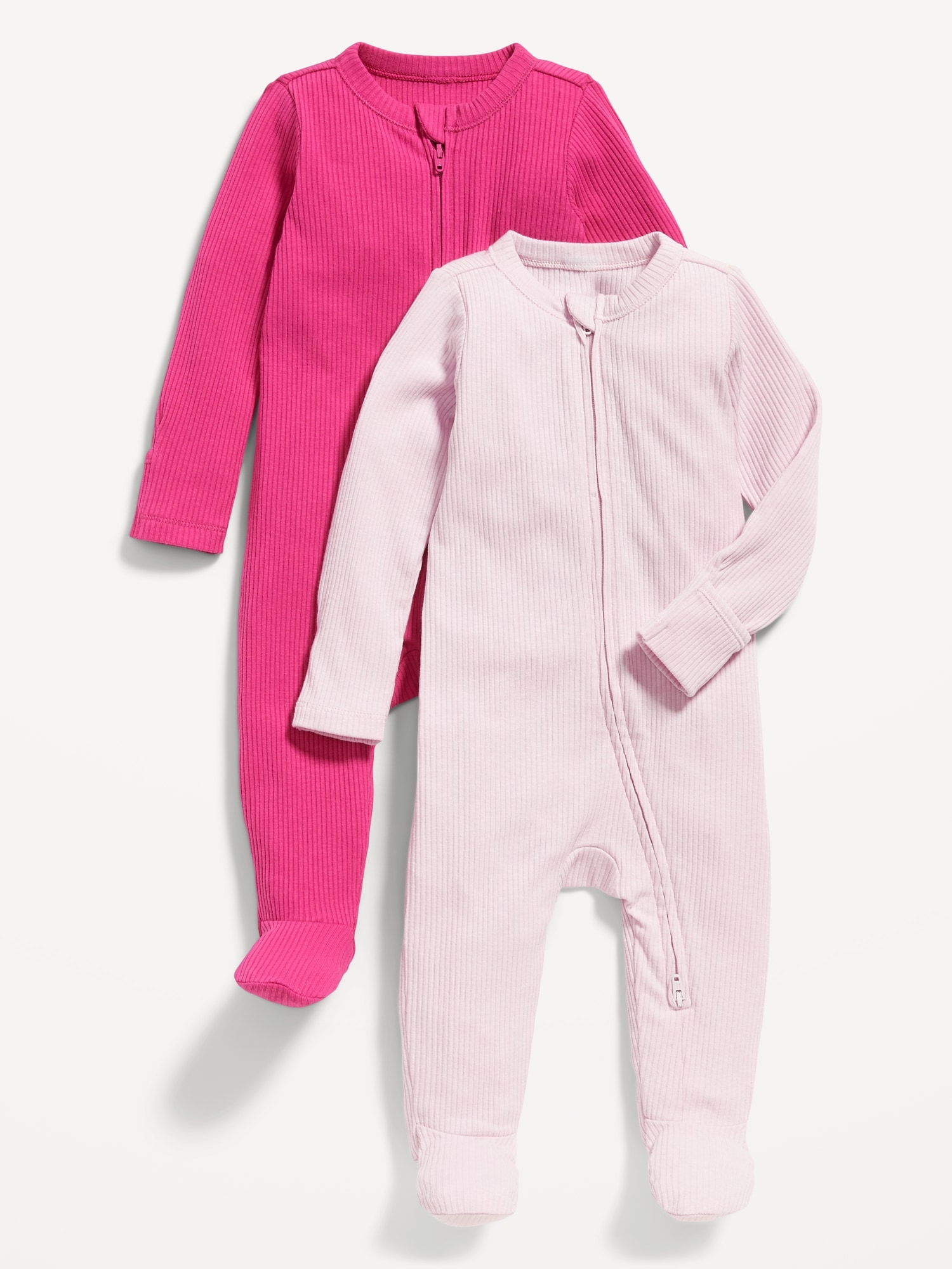 UNE-PIÈCE À PIEDS À GLISSIÈRE BIDIRECTIONNELLE NUIT OU JEU UNISEXE POUR BÉBÉ (PAQUET DE 2)