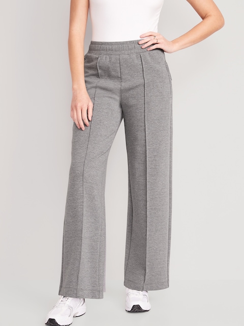 High-Waisted Dynamic Fleece Wide-Leg Pants - Faux