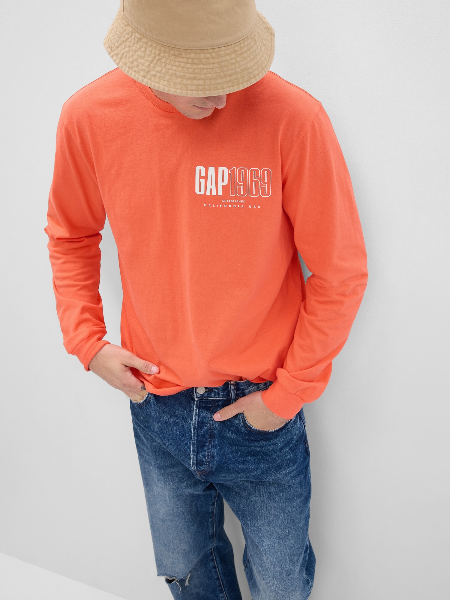 GAP ロングT オレンジ - Tシャツ