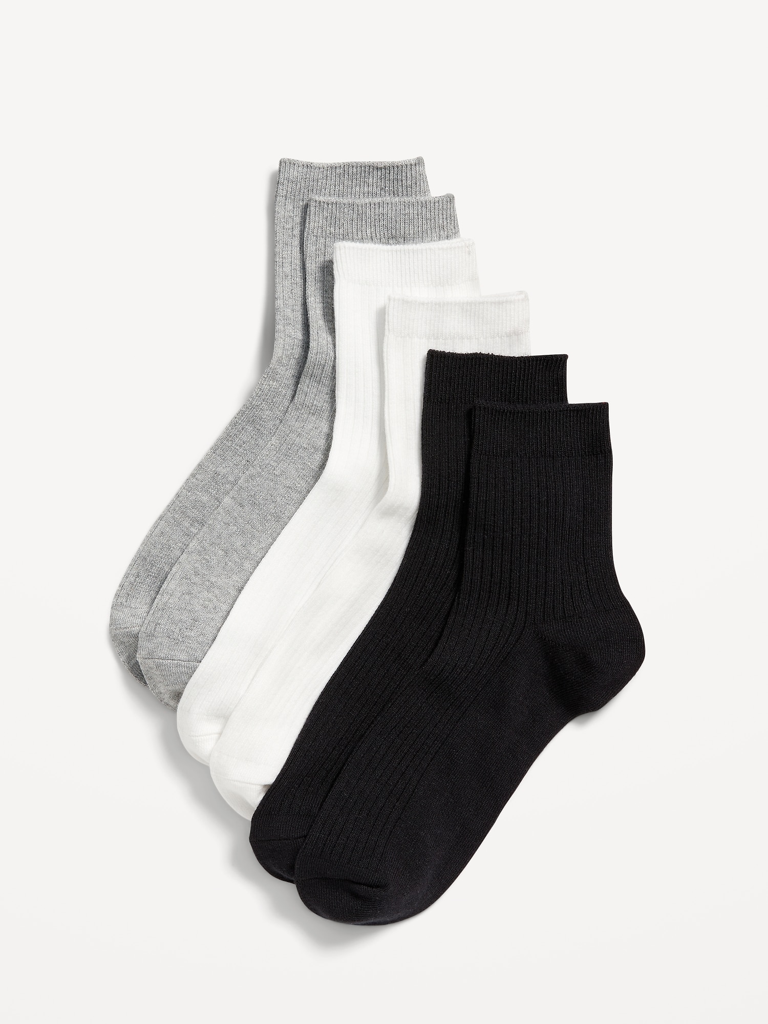 CHAUSSETTES COURTES EN TRICOT CÔTELÉ POUR FEMME (PAQUET DE 3)
