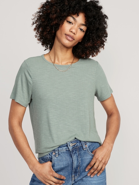 Luxe Ribbed Slub-Knit T-Shirt