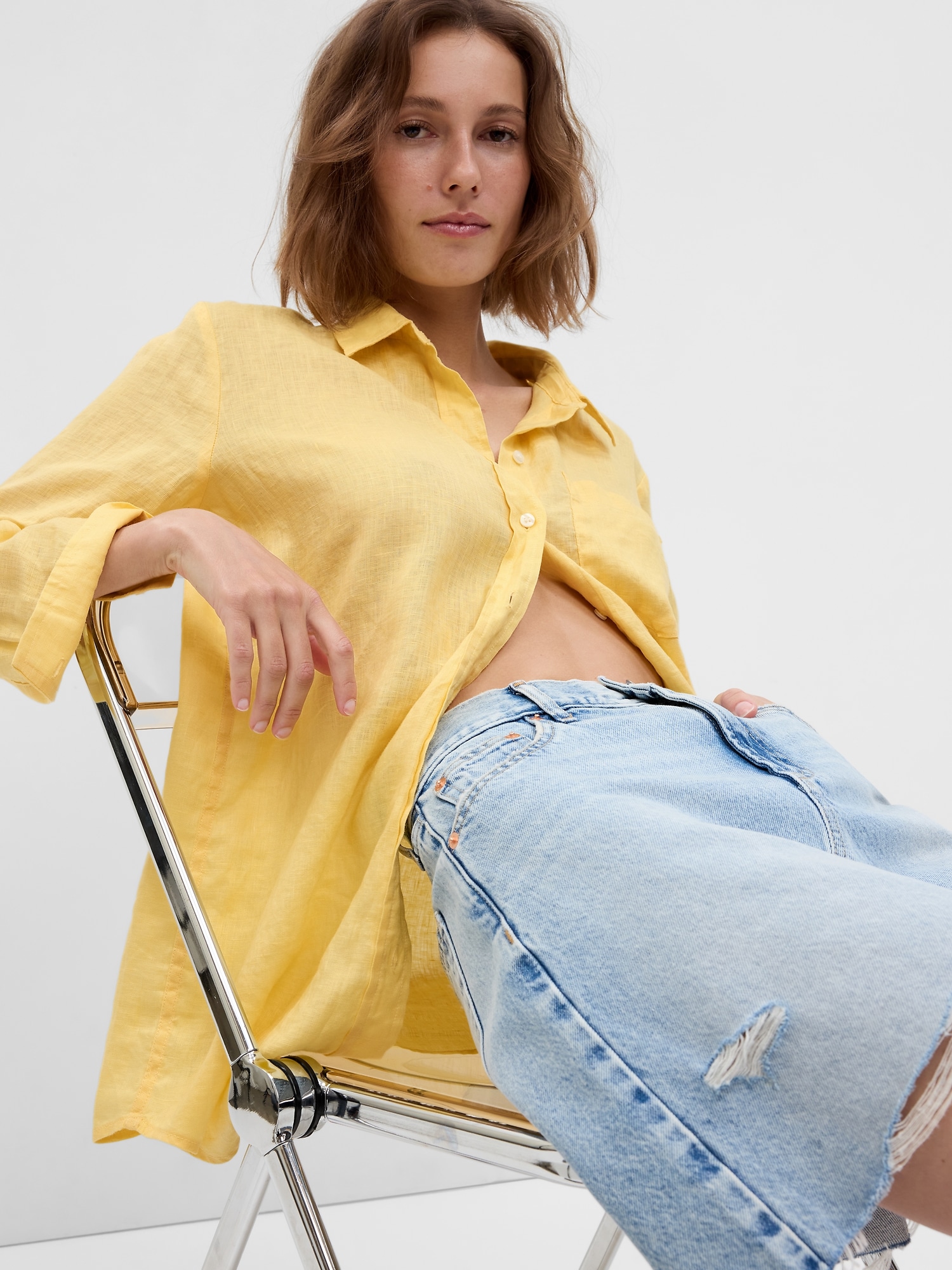 CHEMISIER BOYFRIEND EN LIN