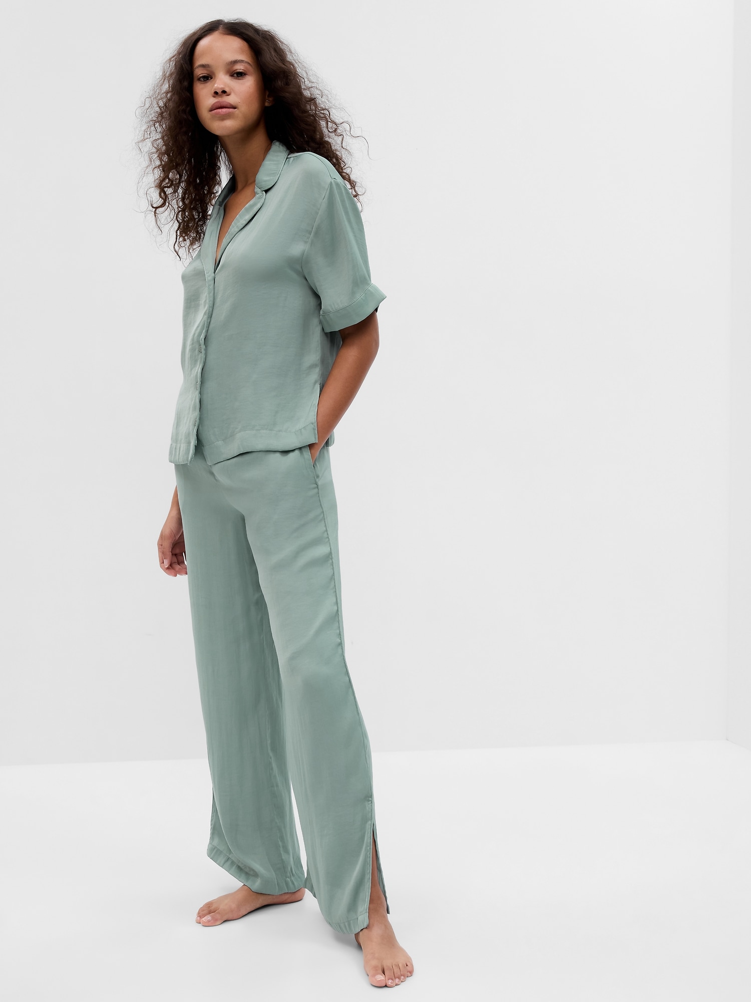 PANTALON DE PYJAMA À JAMBE LARGE EN SATIN