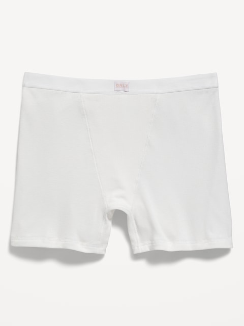High-Waisted Ribbed Boyshort Briefs -- 3-inch inseam