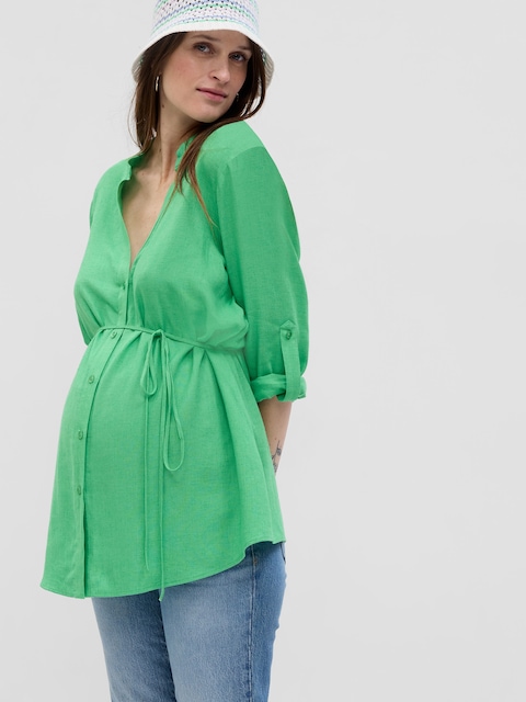 CHEMISE DE MATERNITÉ EN MÉLANGE DE LIN
