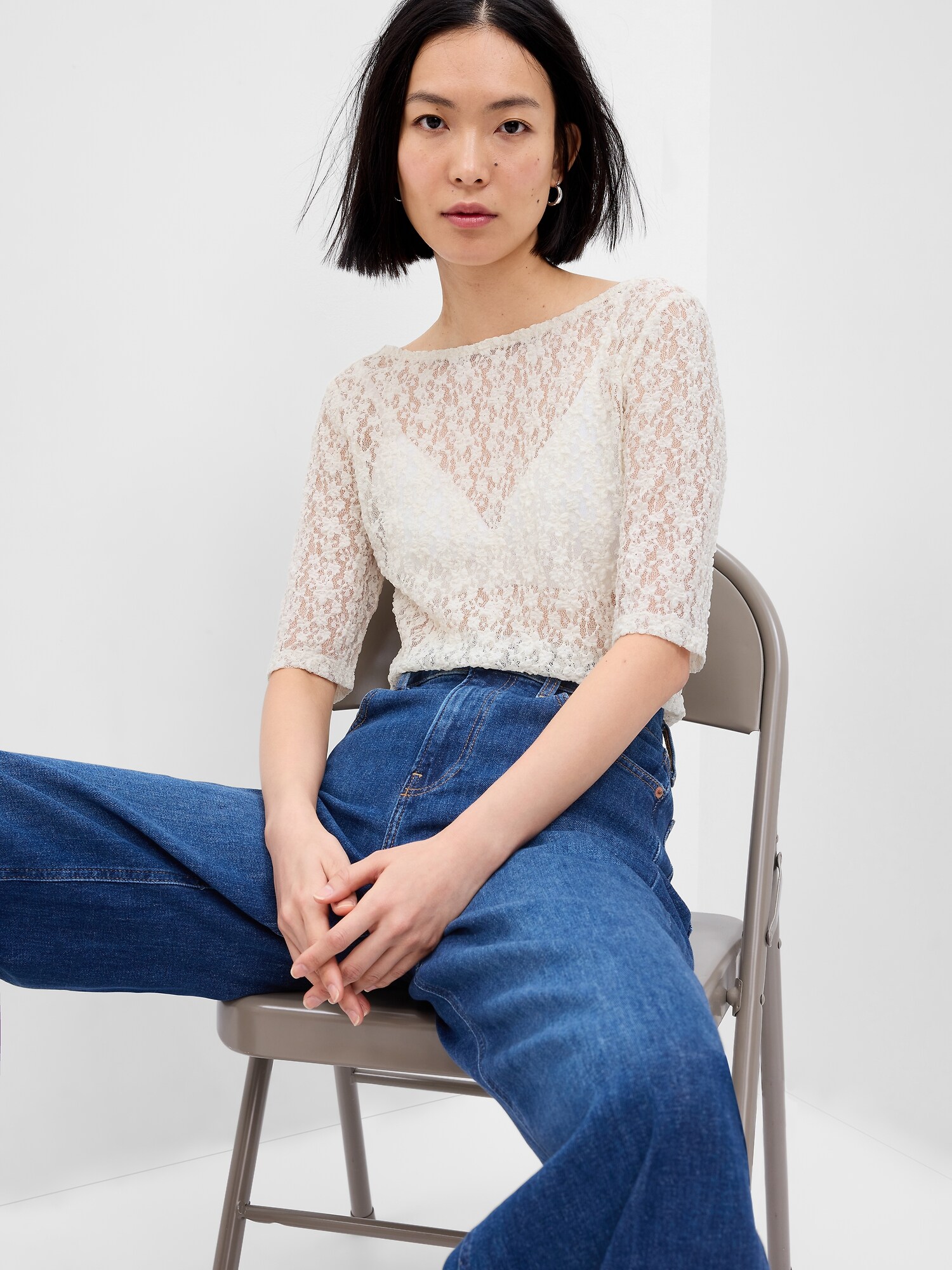 ZARA 黒のレーストップス - 2