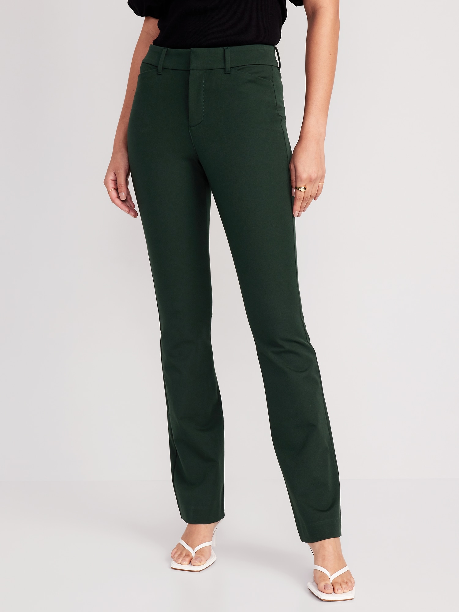 chinese dress ladies Bamans Dress Pants for Womens Work Business Pants Tummy Control Office  Straight Leg Professional Trousers High Waisted Ladies Slacks Black 30